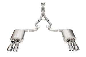 Ford Mustang Performance Exhaust - Dual Rear Exit - CORSA Performance - Cat-Back, Xtreme, Twin 4.0in Polished Pro-Series Tips, 3.0in Double Helixx X-Pipe, No Drone RSC Technology - `24-`27 Ford Mustang Performance Exhaust - Dual Rear Exit - CORSA Performance - Cat-Back, Xtreme, Twin 4.0in Polished Pro-Series Tips, 3.0in Double Helixx X-Pipe, No Drone RSC Technology - `24-`27